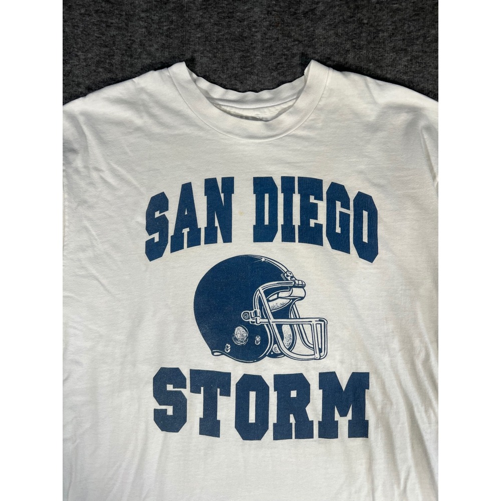 Vintage 90's Hanes Beefy-T San Diego Storm Football Tee White XL Single Stitch